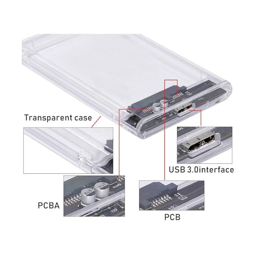 Transparent HDD SSD Case
