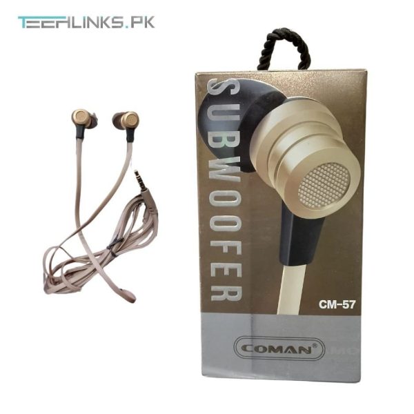 "Coman CM57 Wired Earphones – Deep Bass & Noise Isolation"
