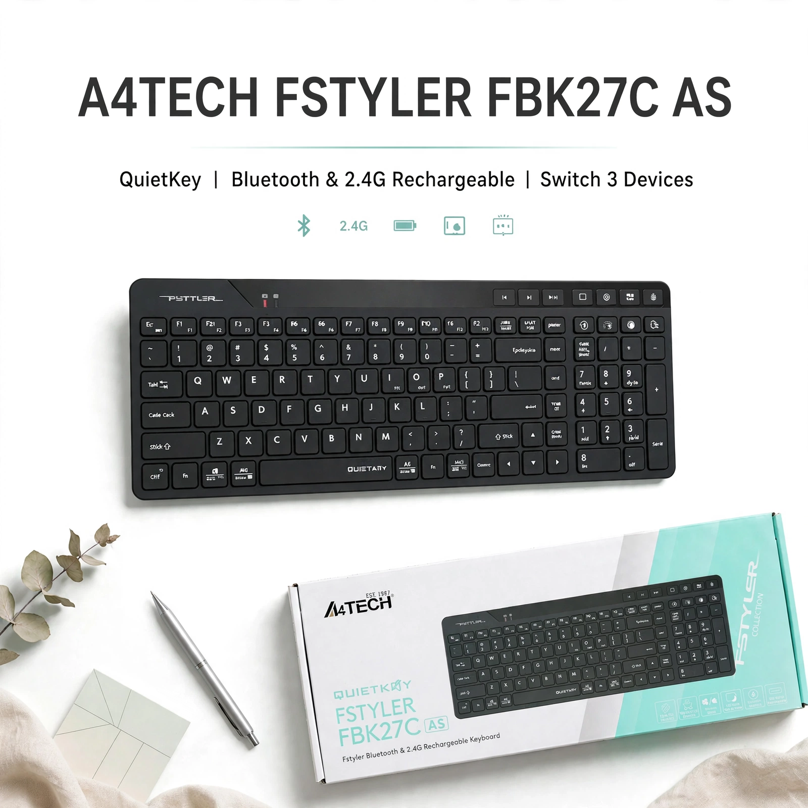 Dual-Mode Wireless Keyboard A4Tech Fstyler FBK27C