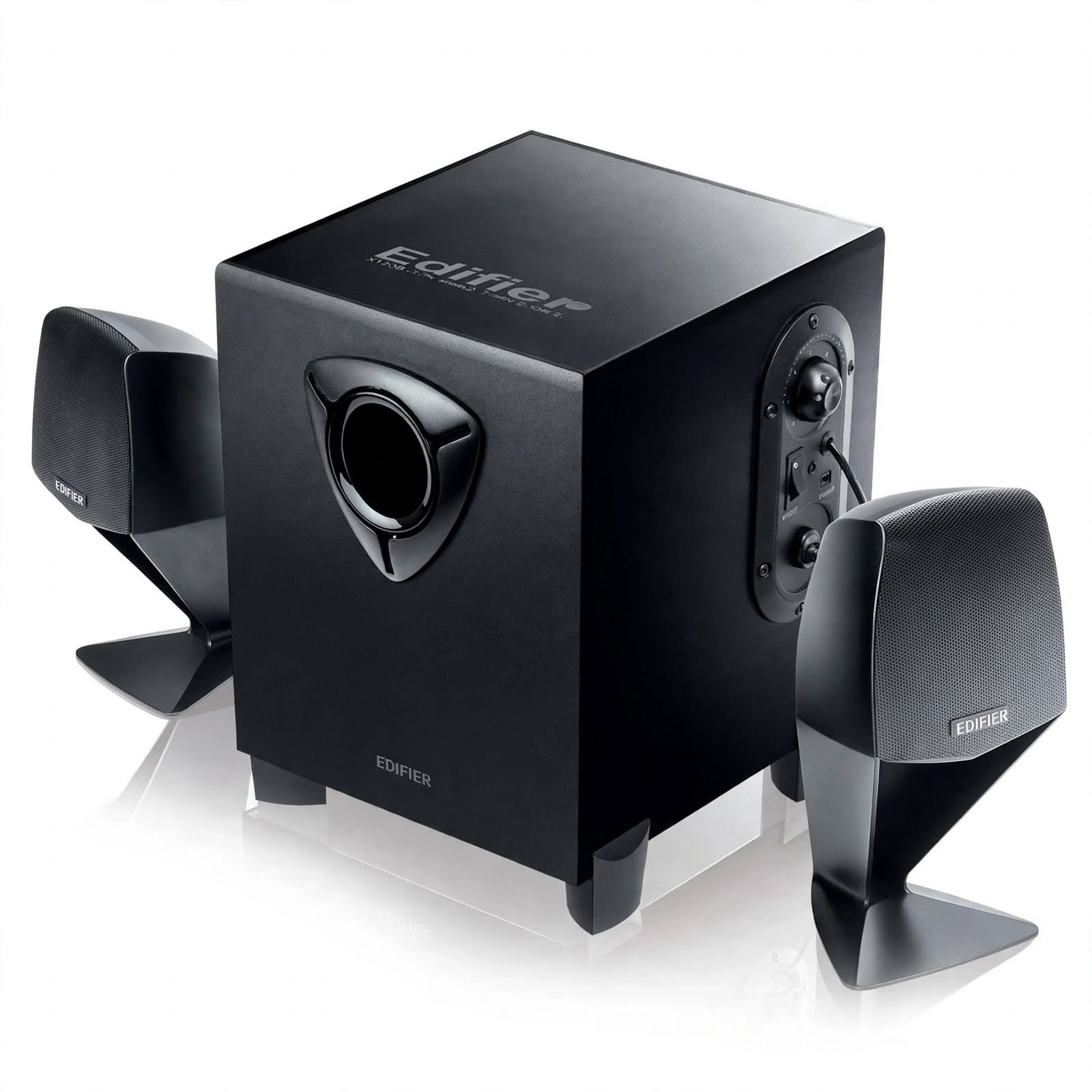 edifier_speaker_system Edifier X120 2.1 Channel Speaker System with Wooden Subwoofer - Image 1